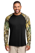 Russell Outdoors Realtree Colorblock Performance Long Sleeve Tee RU151LS - Black/ Realtree Edge - front