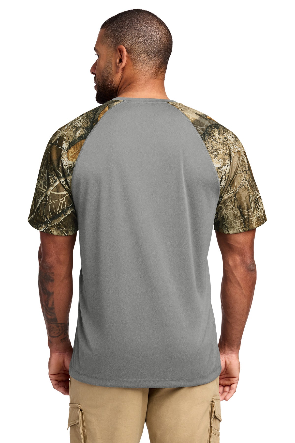 Russell Outdoors Realtree Colorblock Performance Tee RU151 - Grey Concrete Heather/ Realtree Edge - back