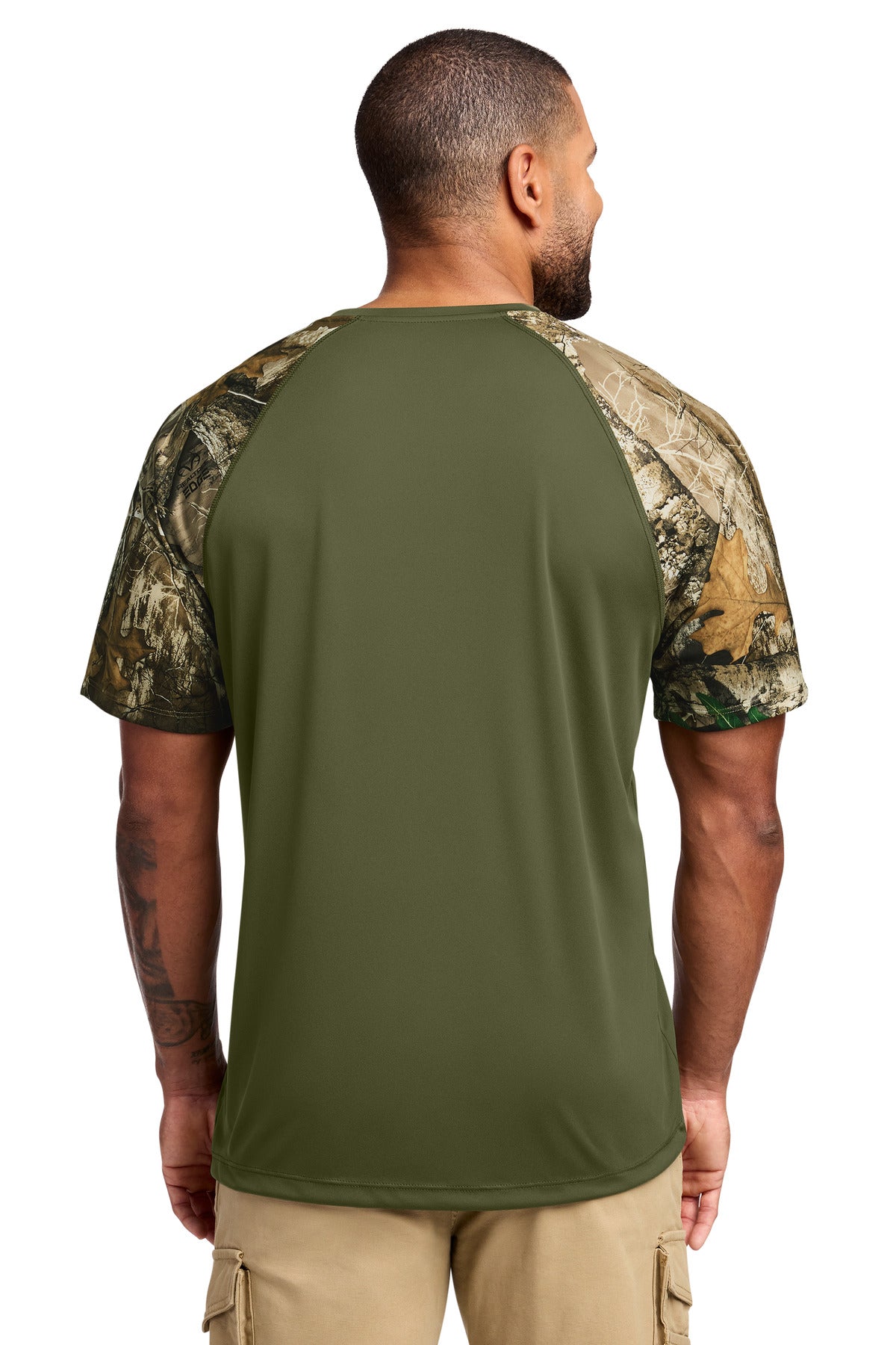 Russell Outdoors Realtree Colorblock Performance Tee RU151 - Olive Drab Green/ Realtree Edge - back