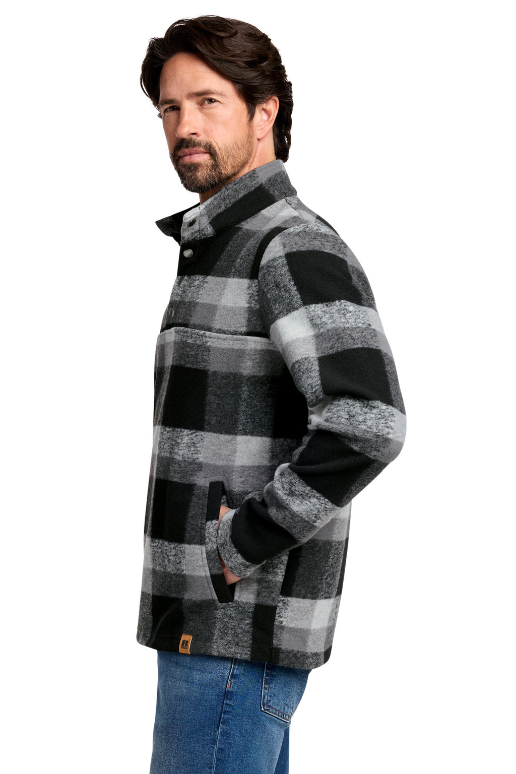 Russell Outdoors Basin Snap Pullover RU551 RU551 - Deep Black Plaid - side