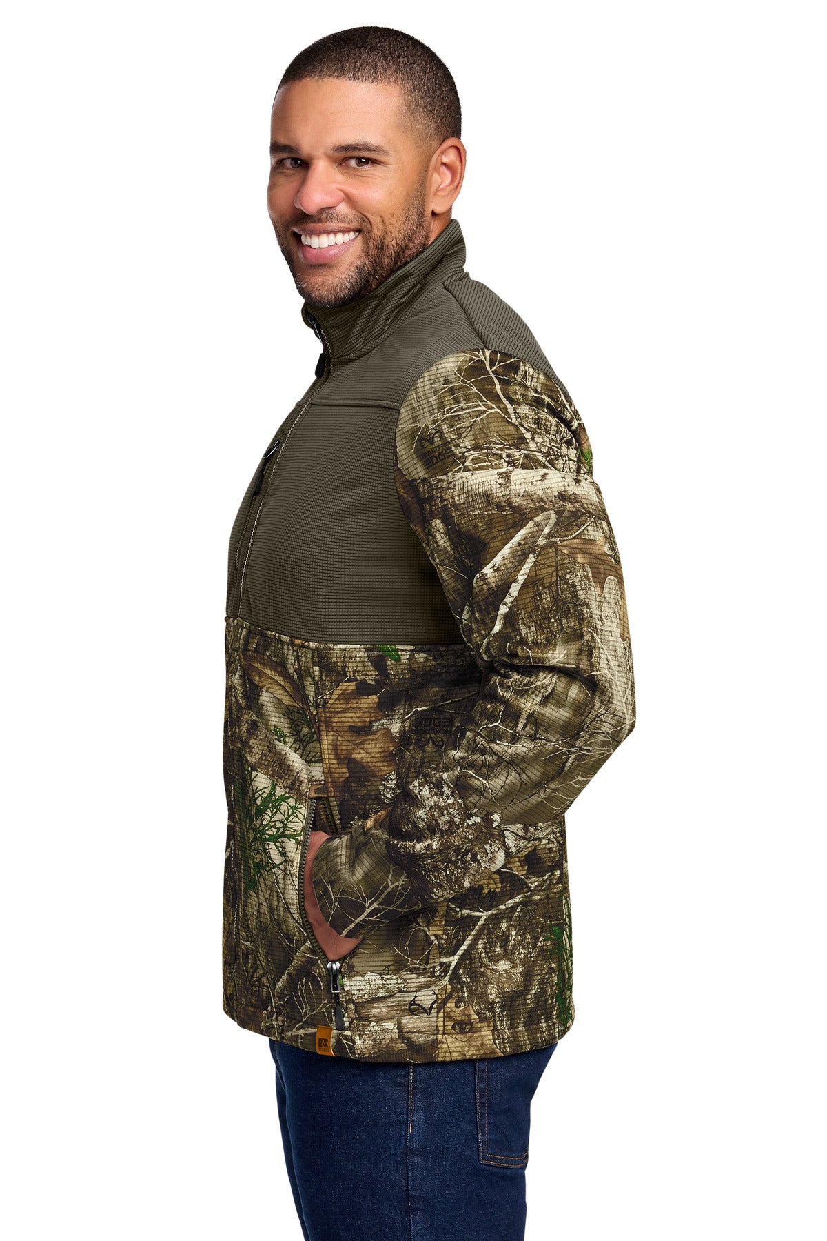 Russell Outdoors Realtree Atlas Colorblock Soft Shell RU601 - Cargo Brown/ Realtree Edge - side
