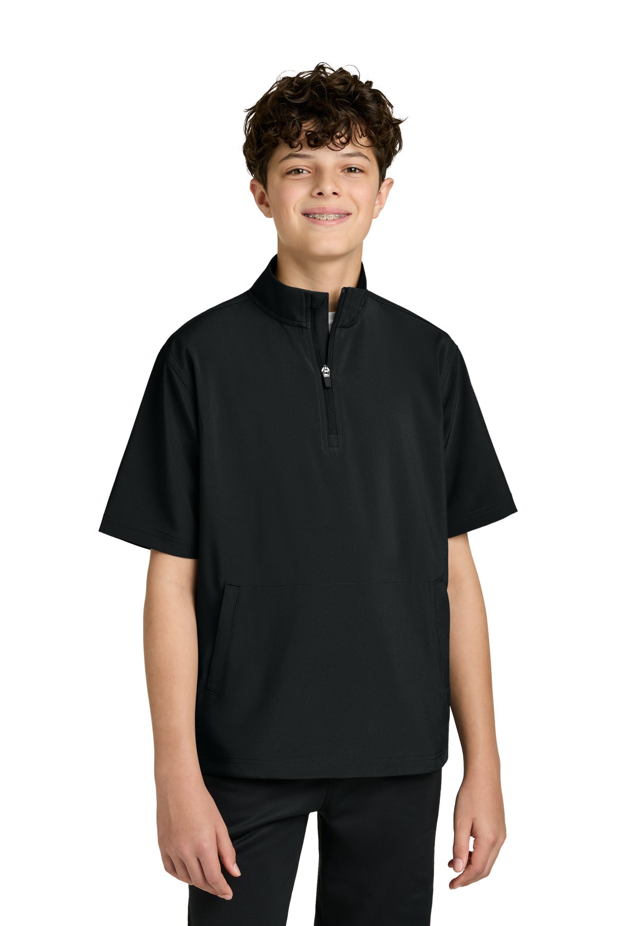 Richardson Youth Barrage Wind Shirt RY7400SSQ - Black - front