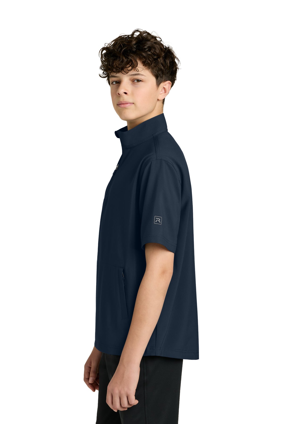 Richardson Youth Barrage Wind Shirt RY7400SSQ - Navy - side