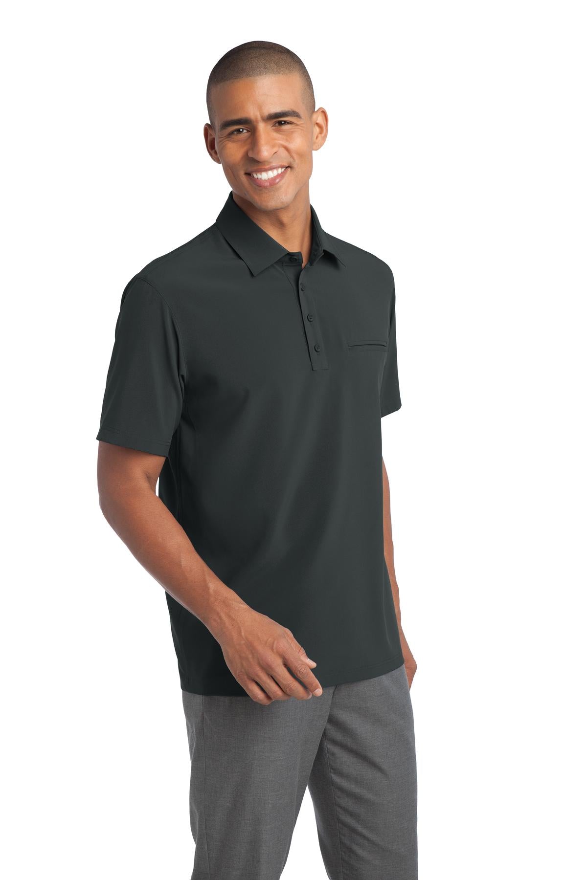DISCONTINUED Port Authority Ultra Stretch Pocket Polo. S650 - Slate Grey - three_q