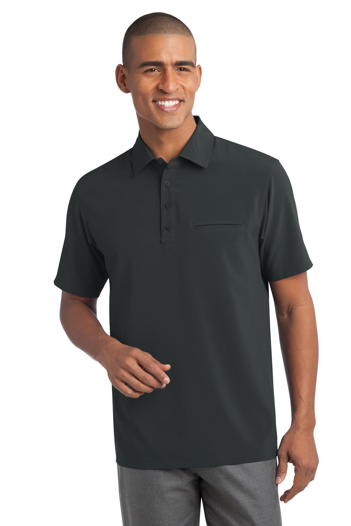DISCONTINUED Port Authority Ultra Stretch Pocket Polo. S650 - Slate Grey - front
