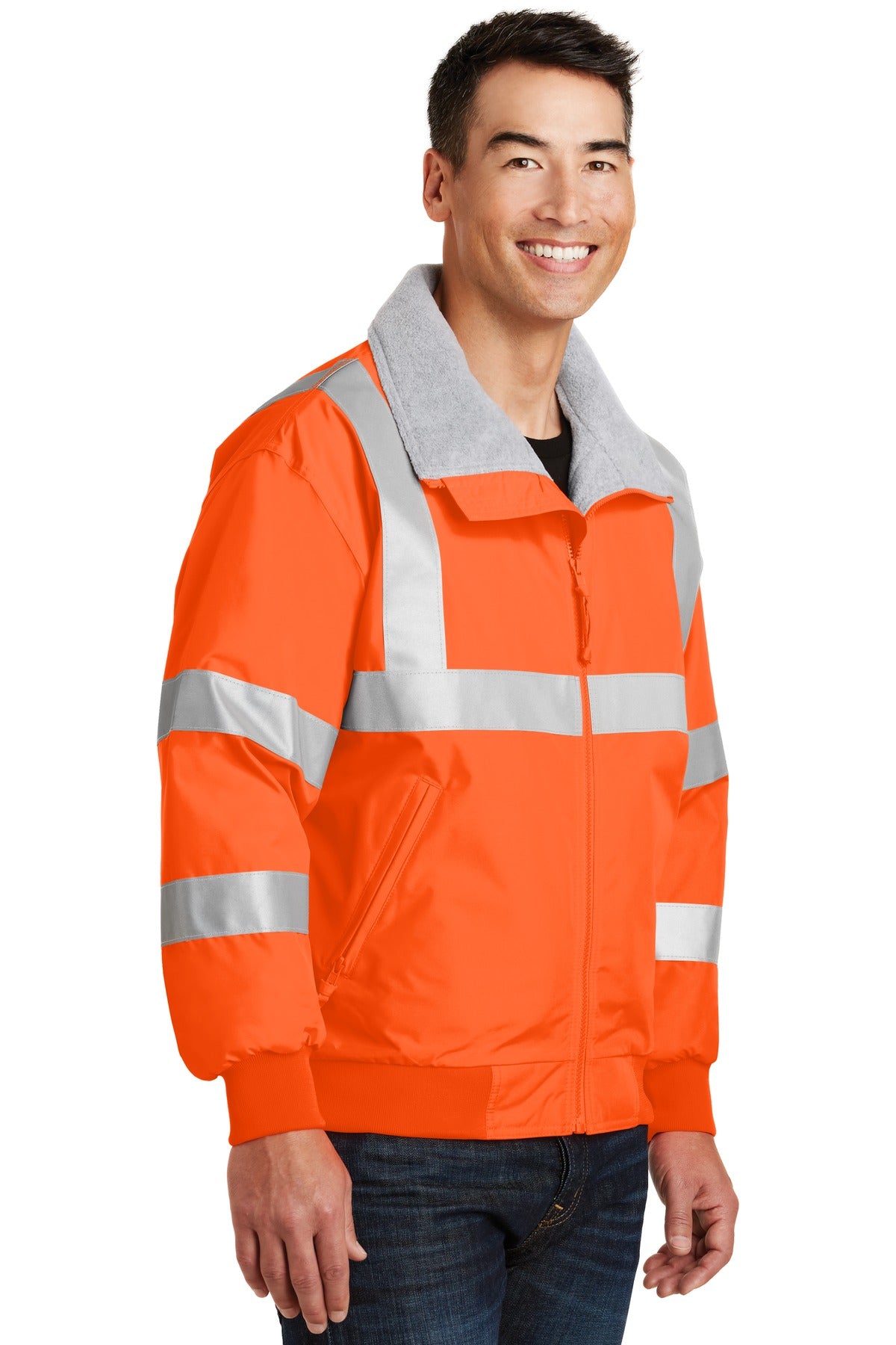 Port Authority Enhanced Visibility Challenger Jacket with Reflective Taping. SRJ754 - Safety Orange/ Reflective - three_q
