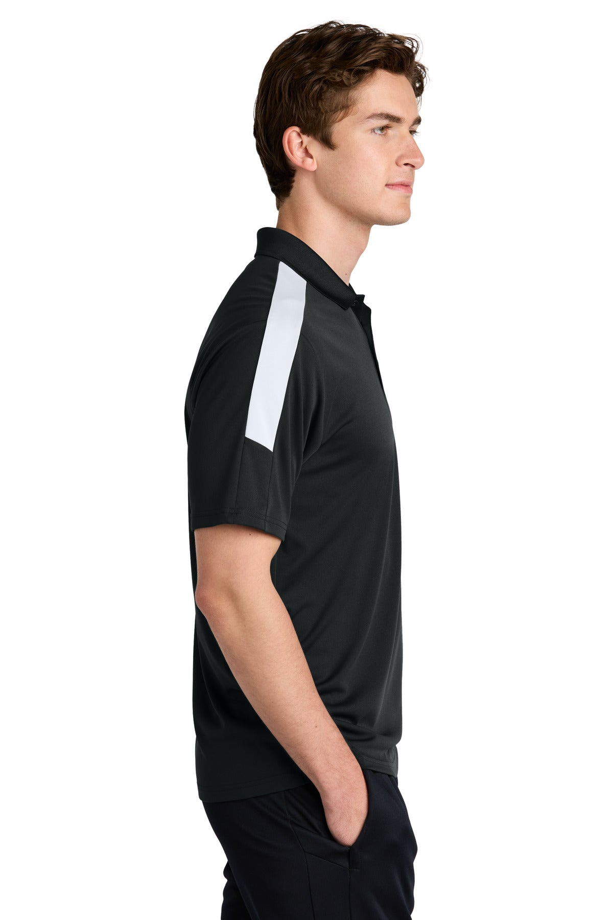 Sport-Tek Competitor United Polo ST104 - Black/ White - side