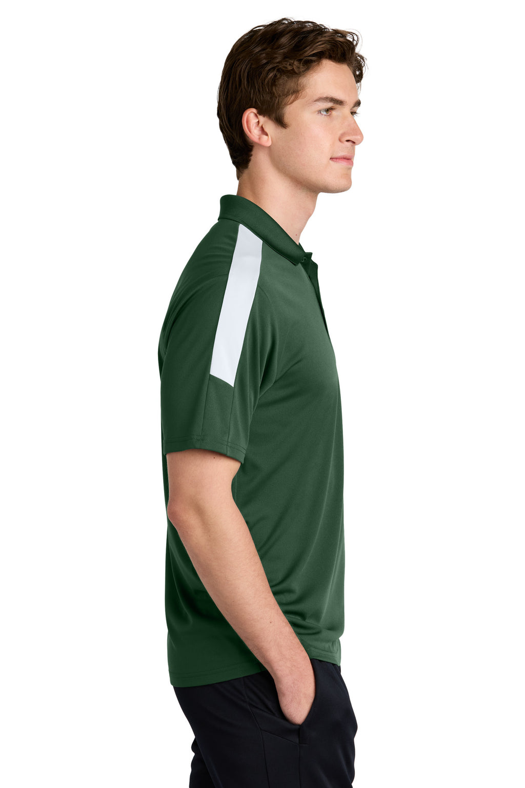 Sport-Tek Competitor United Polo ST104 - Forest Green/ White - side