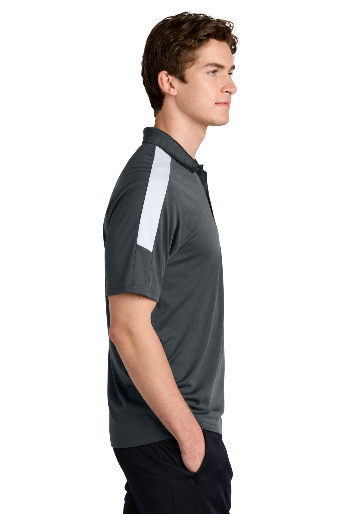 Sport-Tek Competitor United Polo ST104 - Iron Grey/ White - side