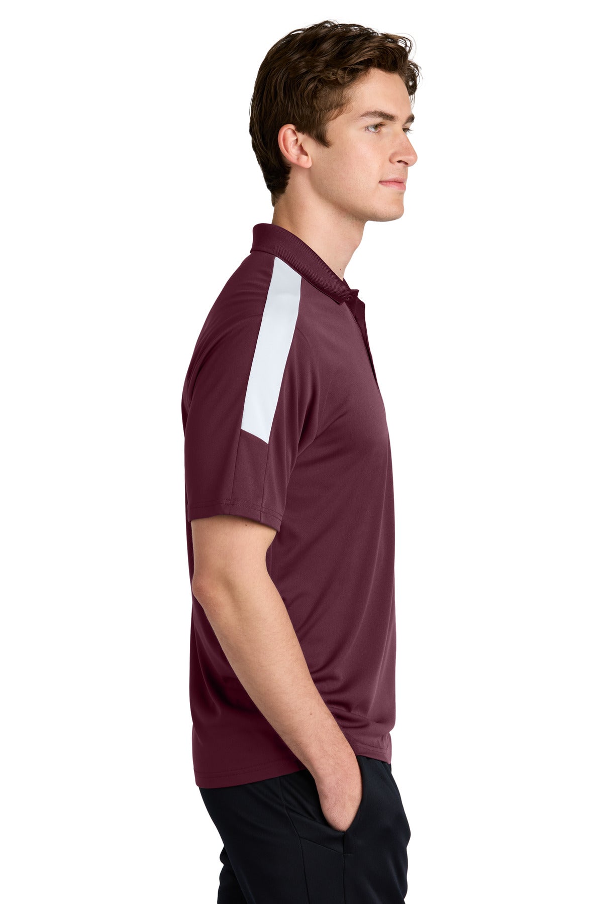 Sport-Tek Competitor United Polo ST104 - Maroon/ White - side