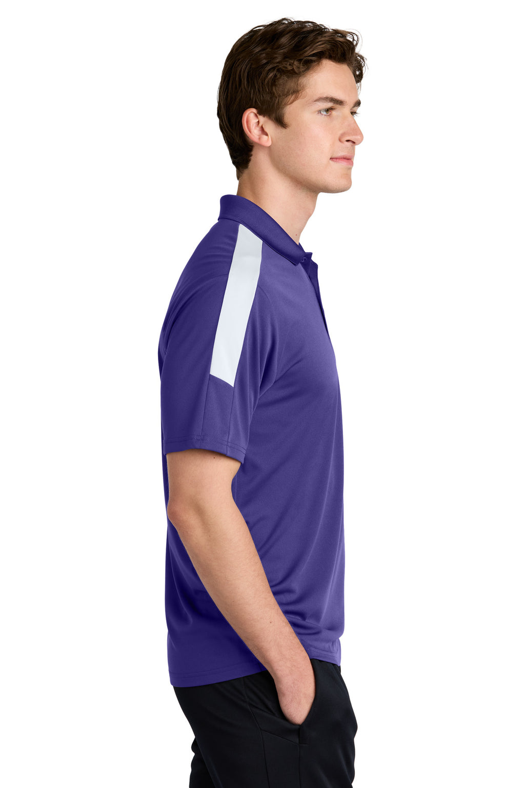 Sport-Tek Competitor United Polo ST104 - Purple/ White - side