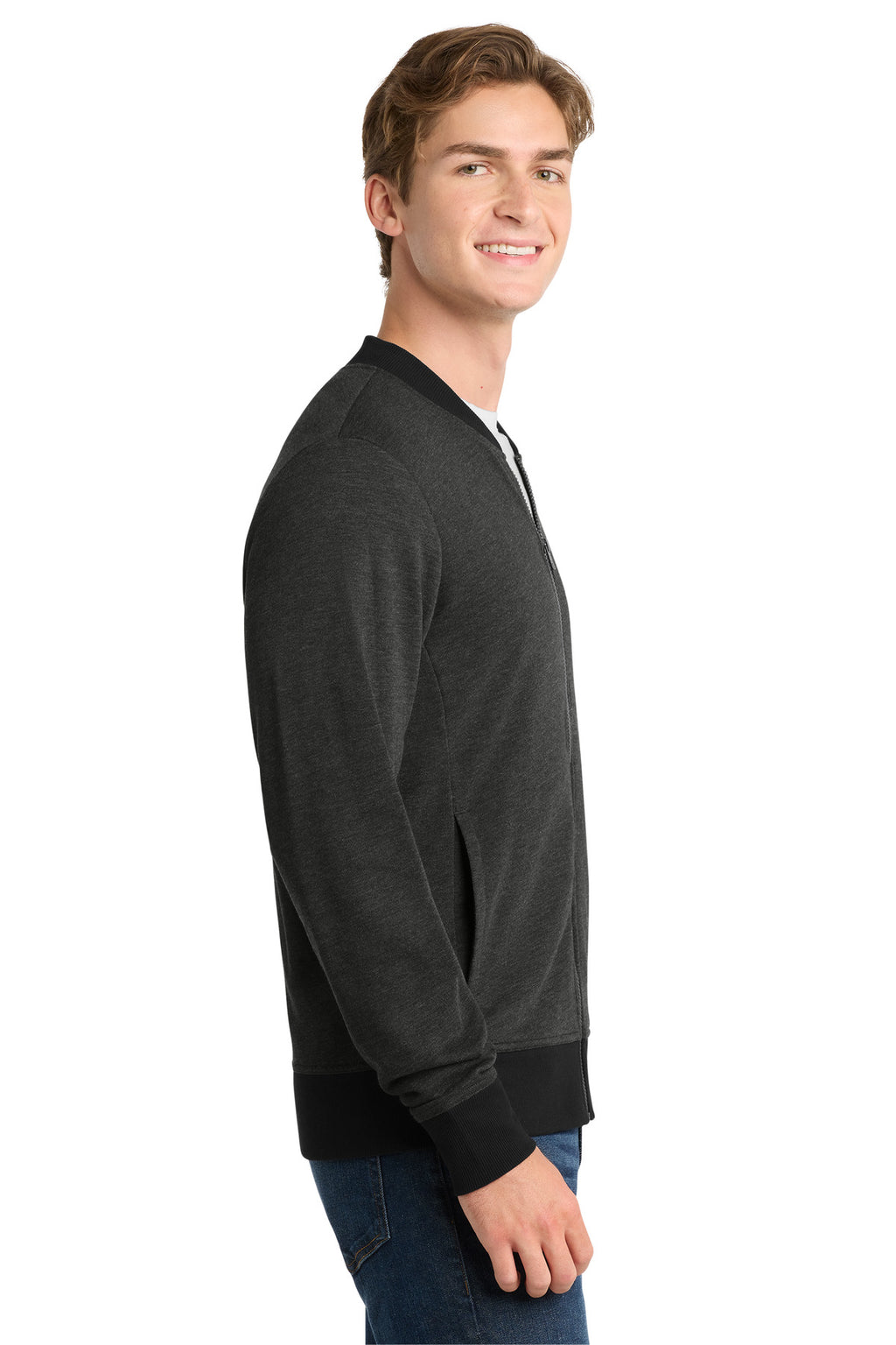 Sport-Tek Lightweight French Terry Bomber. ST274 - Heather Black - side