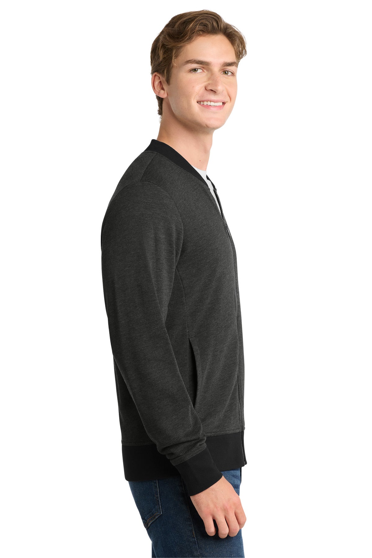 Sport-Tek Lightweight French Terry Bomber. ST274 - Heather Black - side