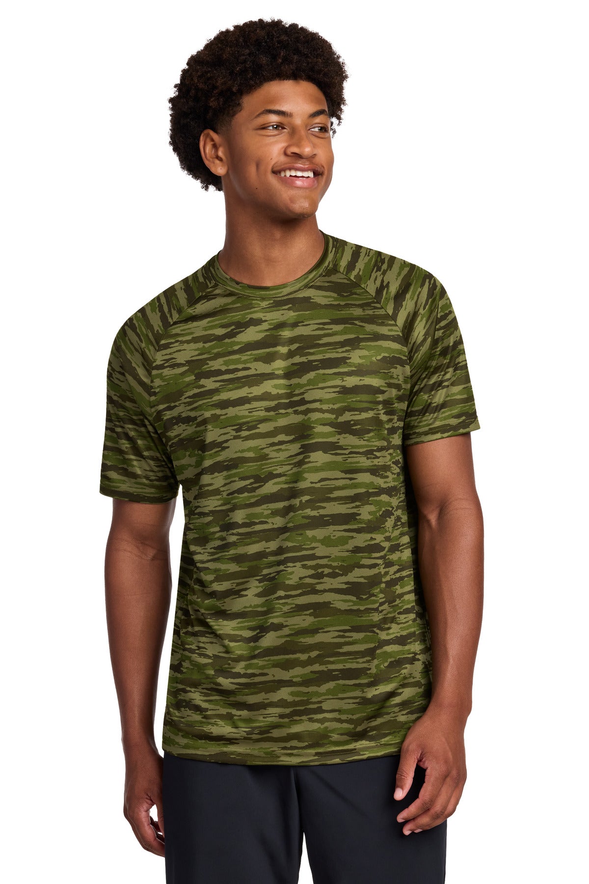 Sport-Tek Drift Camo Tee ST375 - Olive Drab Green - front