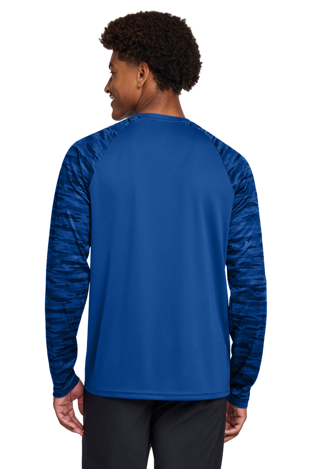 Sport-Tek Drift Camo Colorblock Long Sleeve Tee ST376LS - True Royal - back