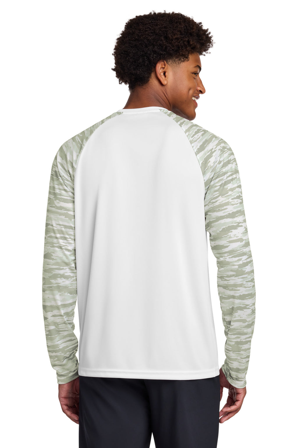 Sport-Tek Drift Camo Colorblock Long Sleeve Tee ST376LS - White - back