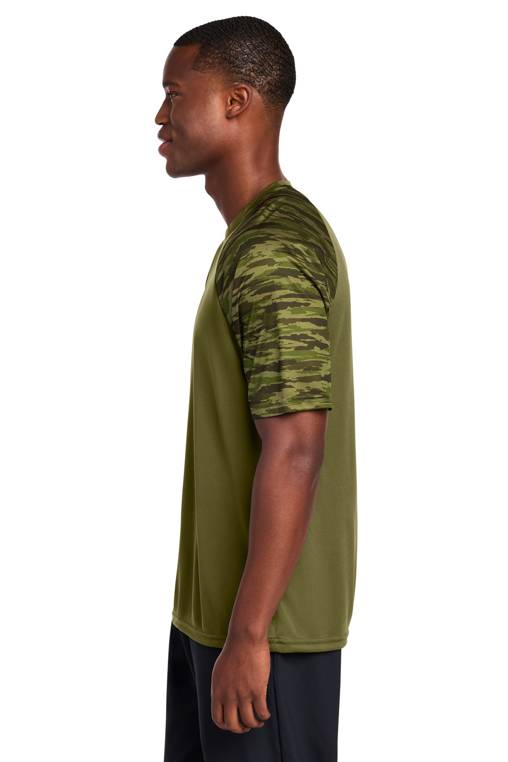 Sport-Tek Drift Camo Colorblock Tee ST376 - Olive Drab Green - side