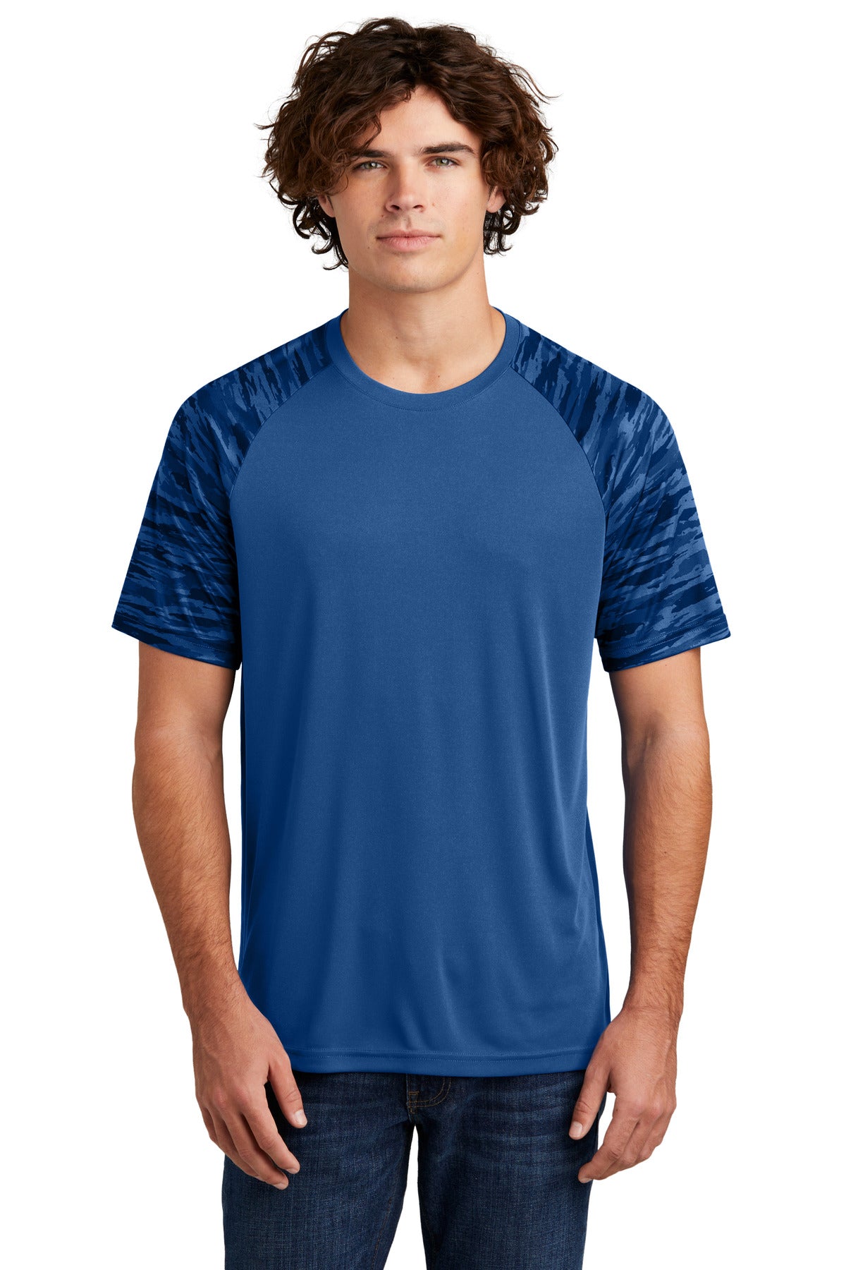 Sport-Tek Drift Camo Colorblock Tee ST376 - Royal - front