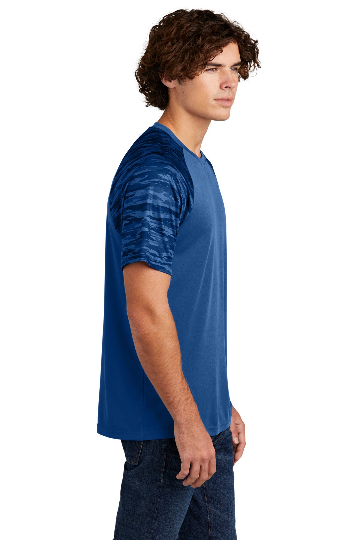 Sport-Tek Drift Camo Colorblock Tee ST376 - Royal - side