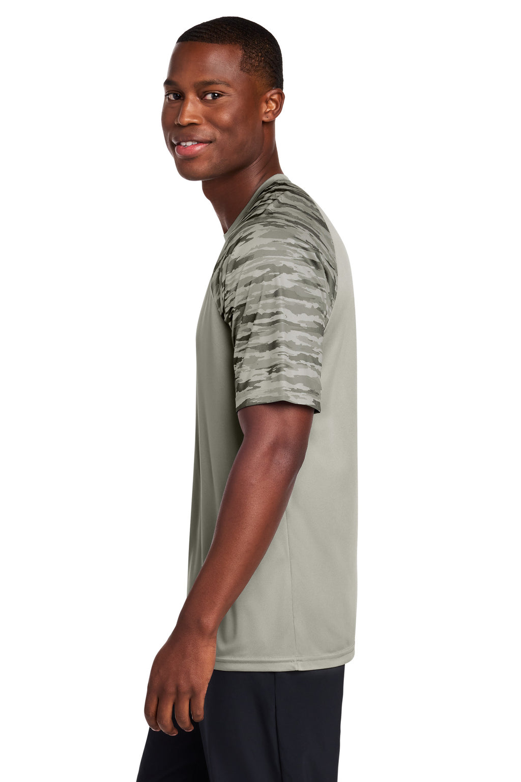 Sport-Tek Drift Camo Colorblock Tee ST376 - Silver - side