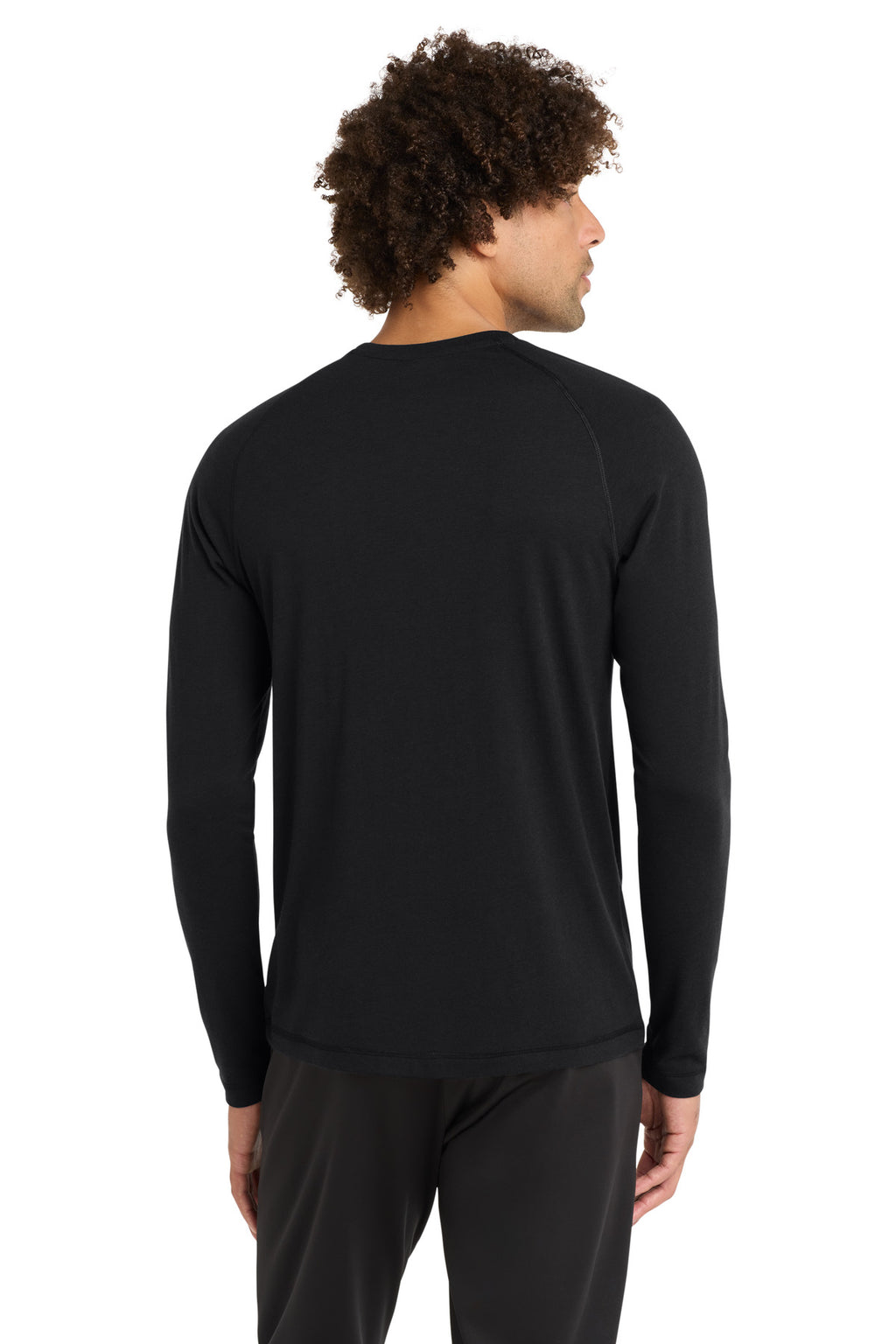 Sport-Tek PosiCharge Long Sleeve Tri-Blend Wicking Raglan Tee ST400LS - Black Triad Solid - back