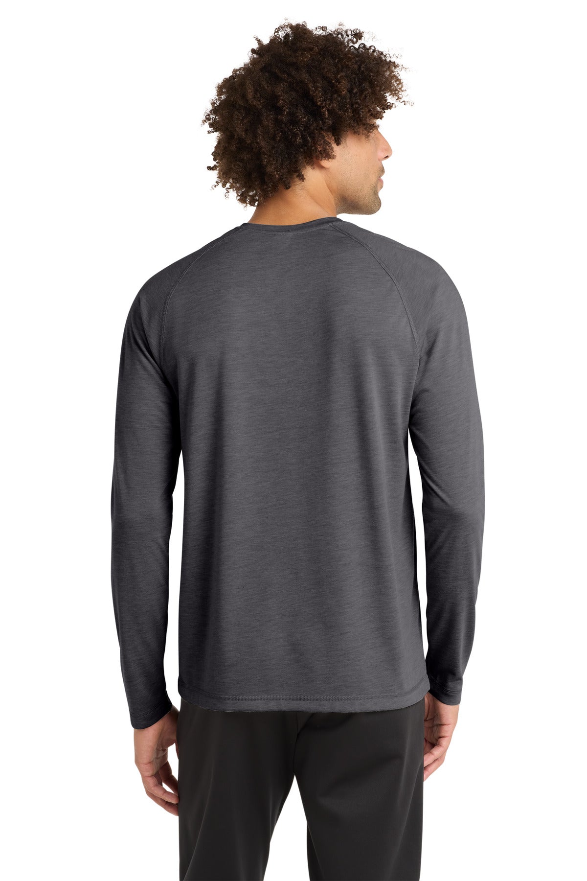 Sport-Tek PosiCharge Long Sleeve Tri-Blend Wicking Raglan Tee ST400LS - Dark Grey Heather - back