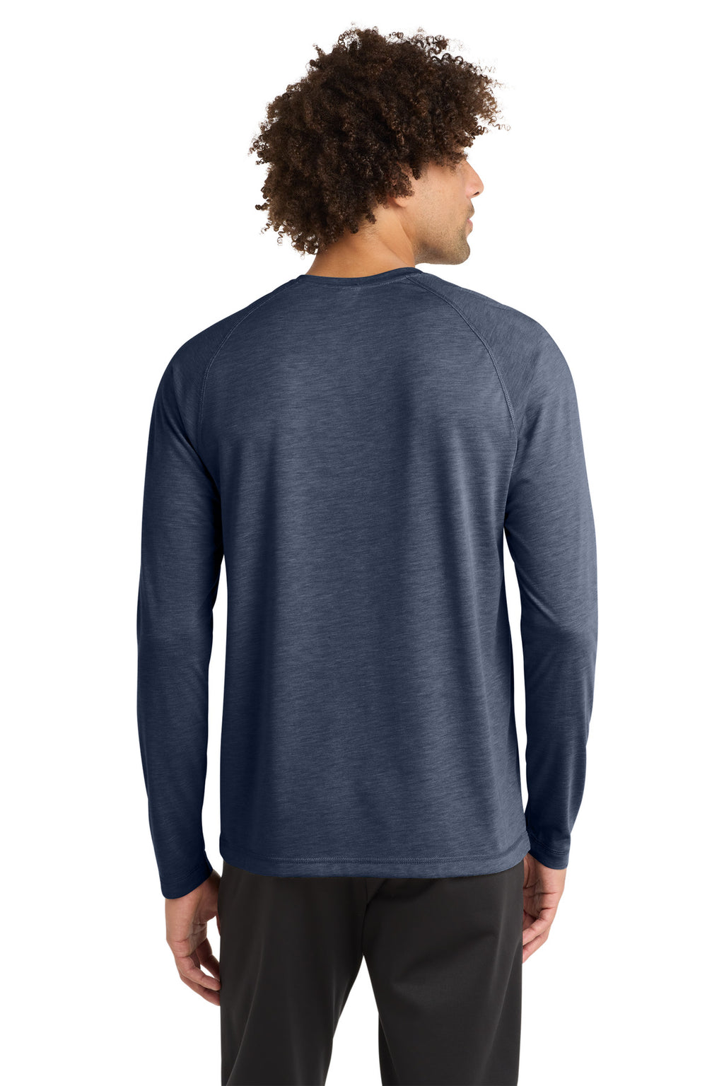 Sport-Tek PosiCharge Long Sleeve Tri-Blend Wicking Raglan Tee ST400LS - True Navy Heather - back