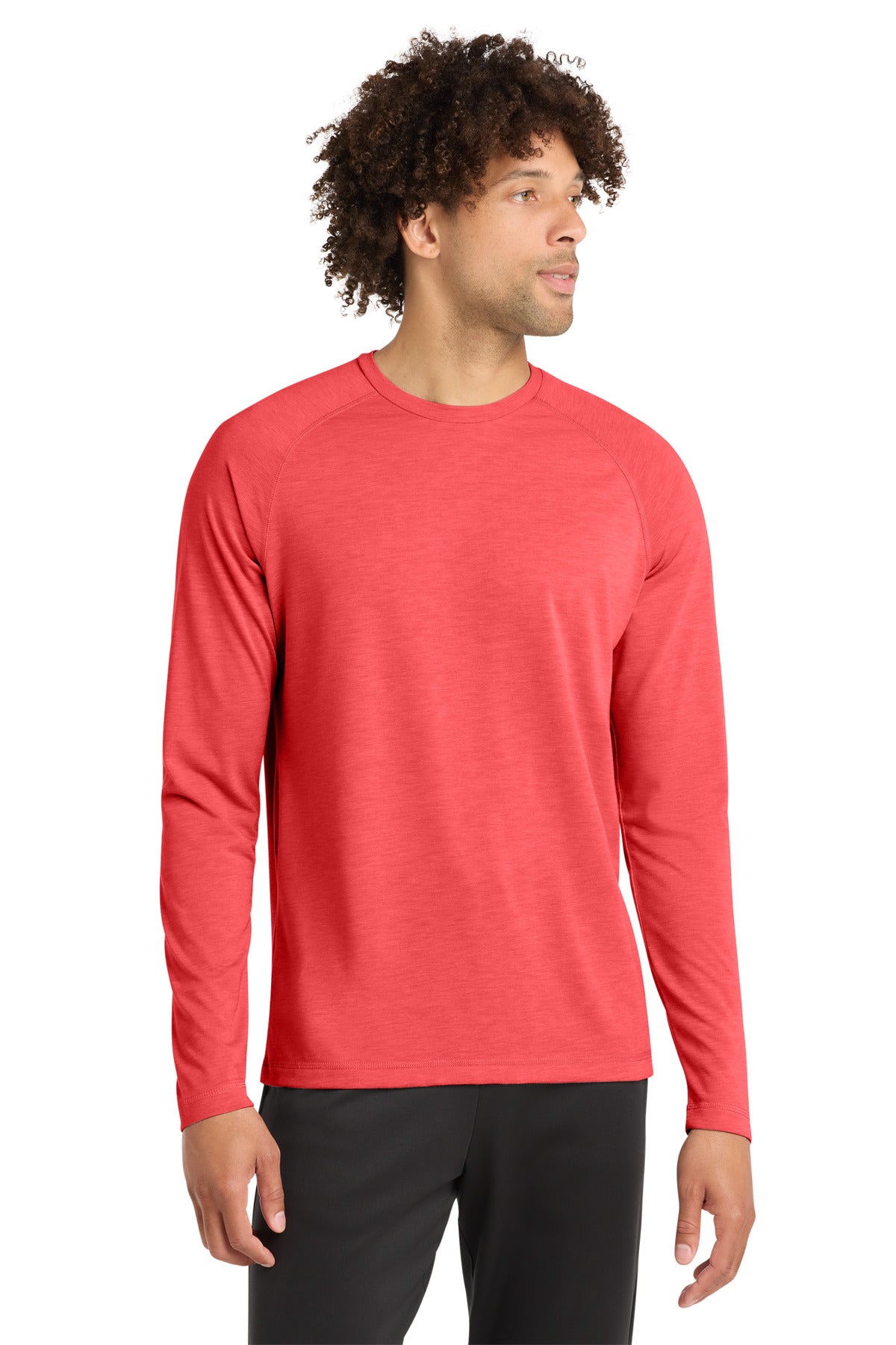 Sport-Tek PosiCharge Long Sleeve Tri-Blend Wicking Raglan Tee ST400LS - True Red Heather - front