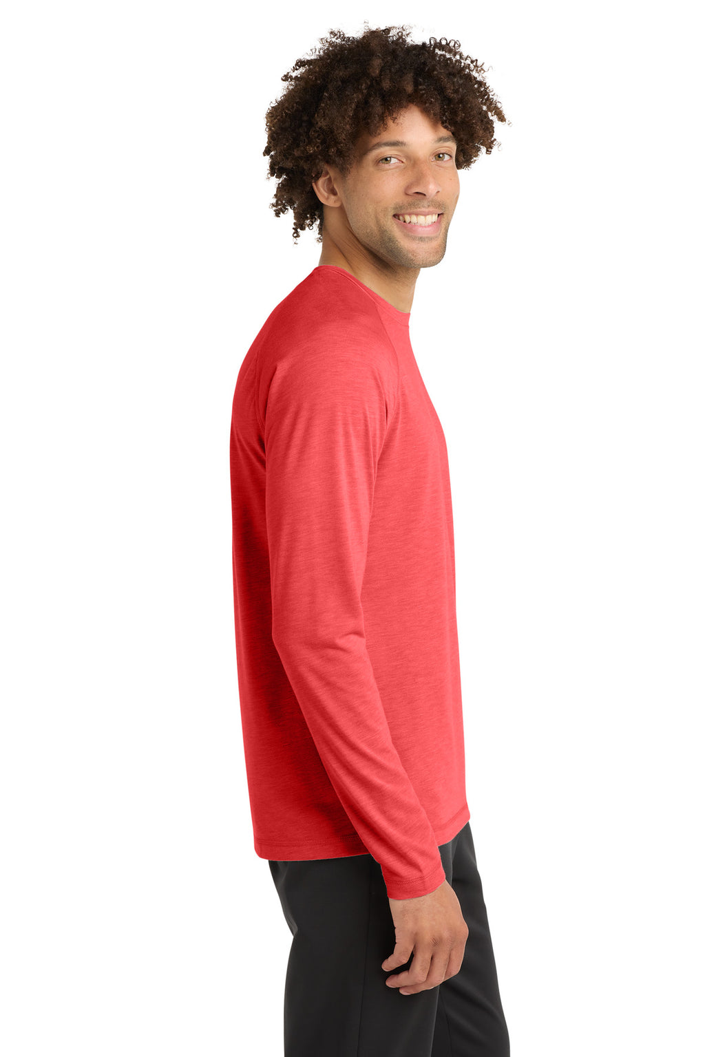 Sport-Tek PosiCharge Long Sleeve Tri-Blend Wicking Raglan Tee ST400LS - True Red Heather - side