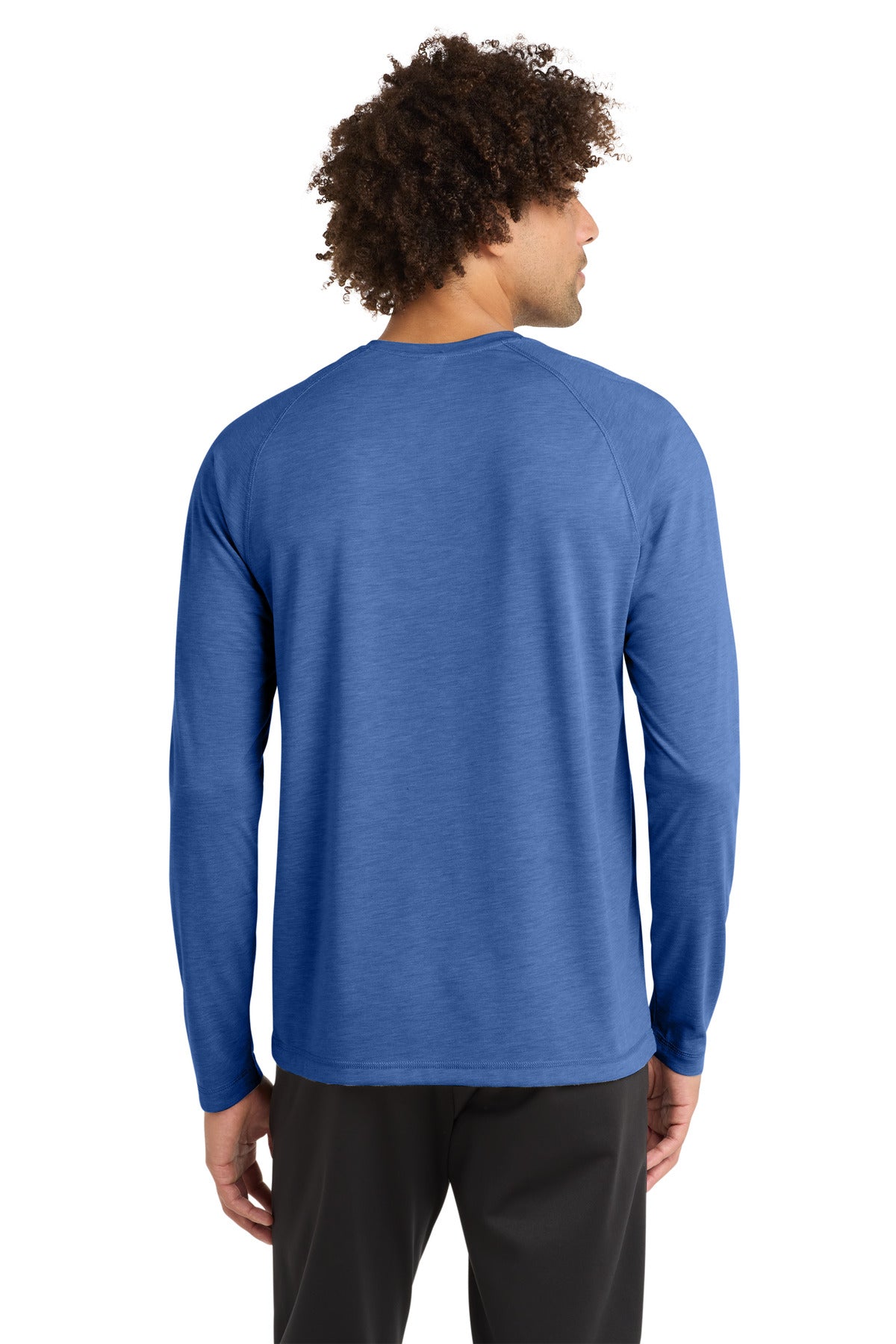 Sport-Tek PosiCharge Long Sleeve Tri-Blend Wicking Raglan Tee ST400LS - True Royal Heather - back