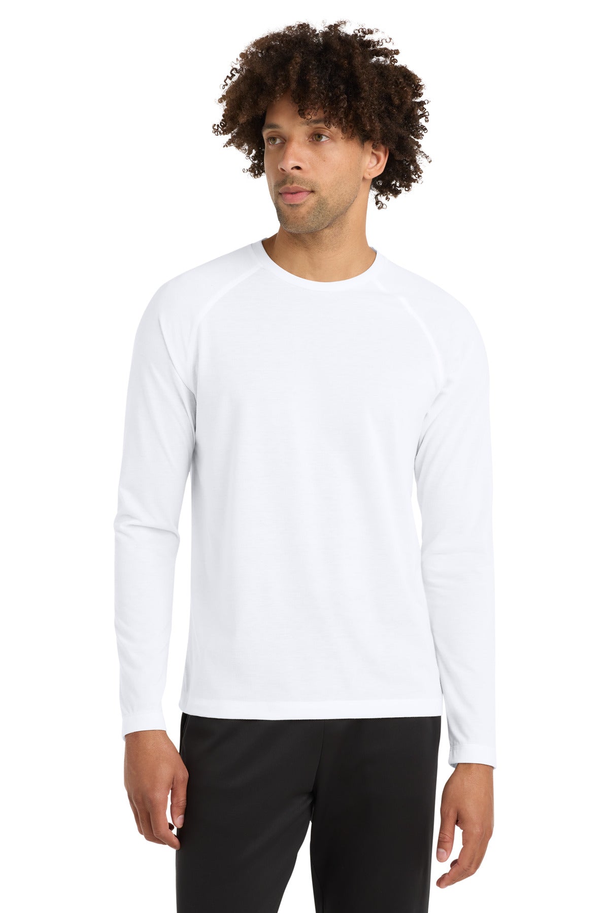 Sport-Tek PosiCharge Long Sleeve Tri-Blend Wicking Raglan Tee ST400LS - White Triad Solid - front