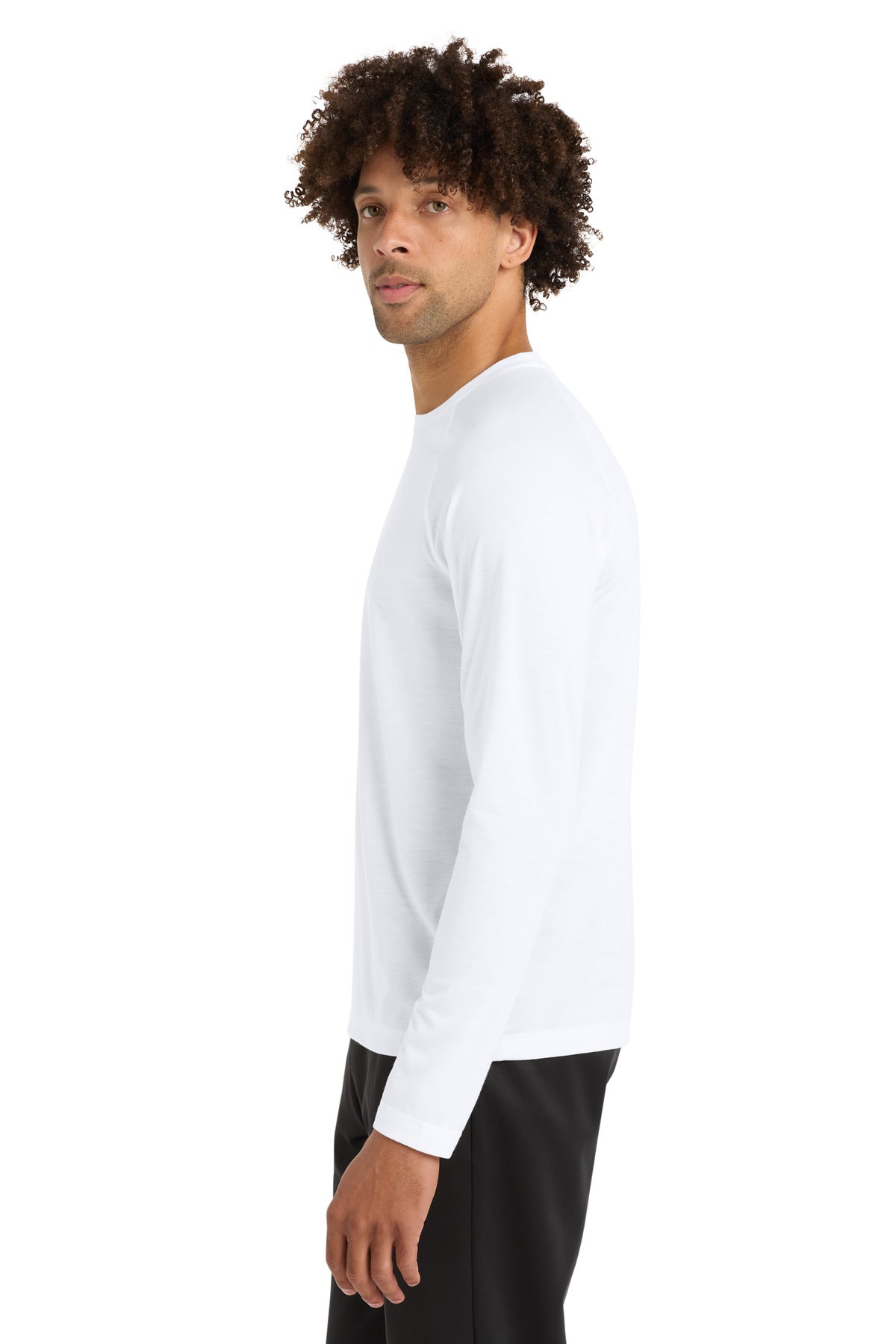 Sport-Tek PosiCharge Long Sleeve Tri-Blend Wicking Raglan Tee ST400LS - White Triad Solid - side