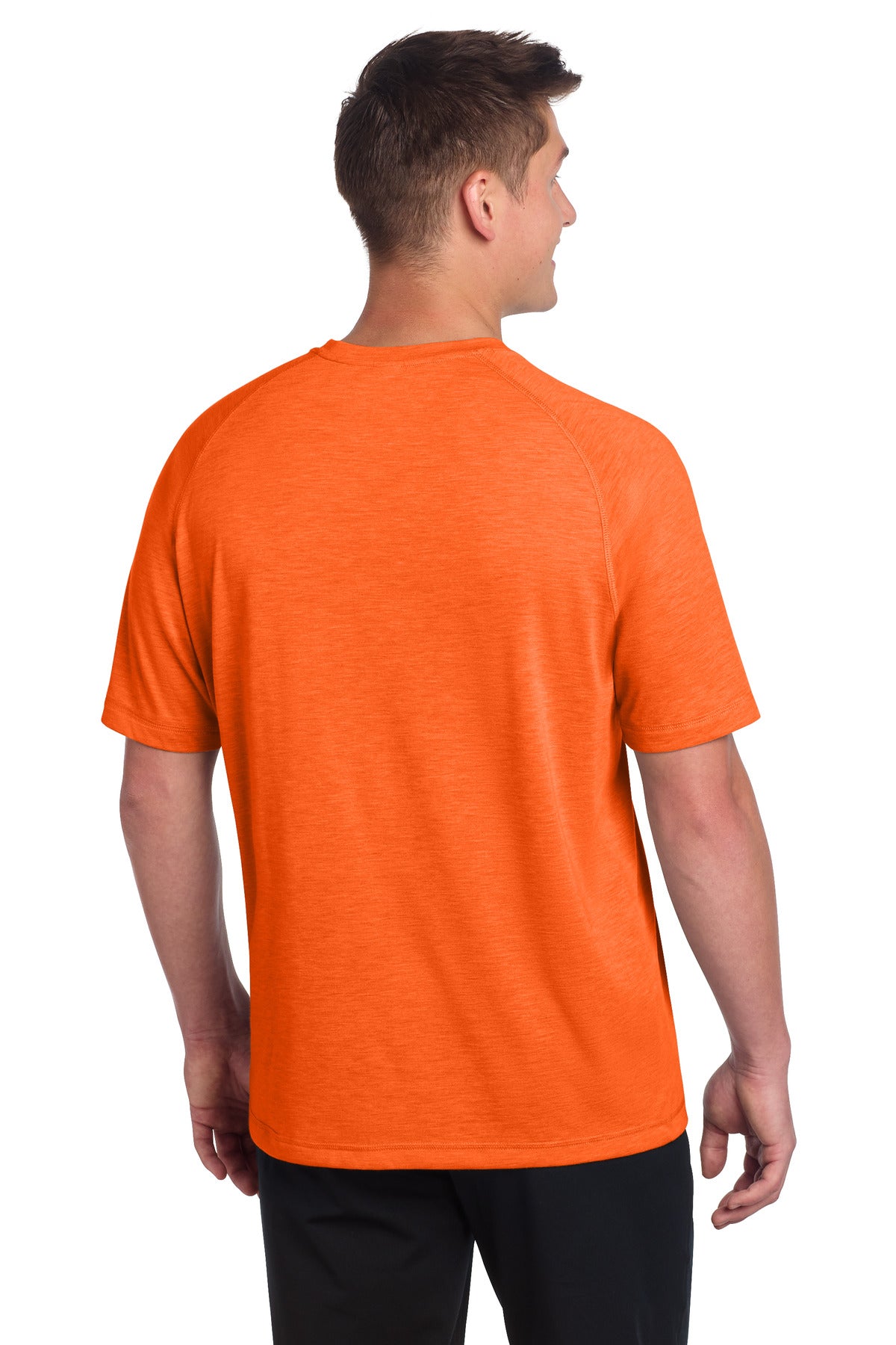 Sport-Tek PosiCharge Tri-Blend Wicking Raglan Tee. ST400 - Deep Orange Heather - back