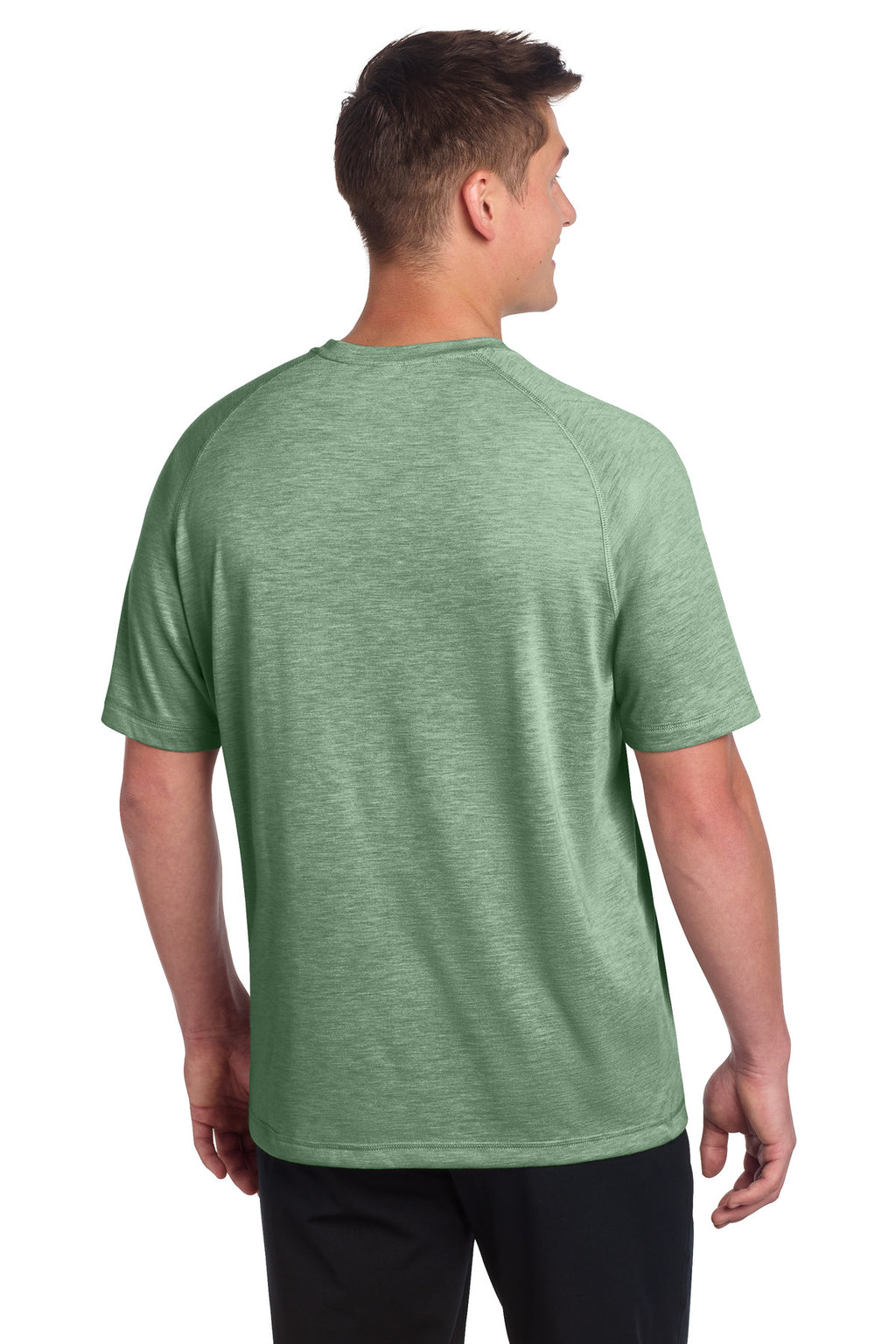 Sport-Tek PosiCharge Tri-Blend Wicking Raglan Tee. ST400 - Forest Green Heather - back