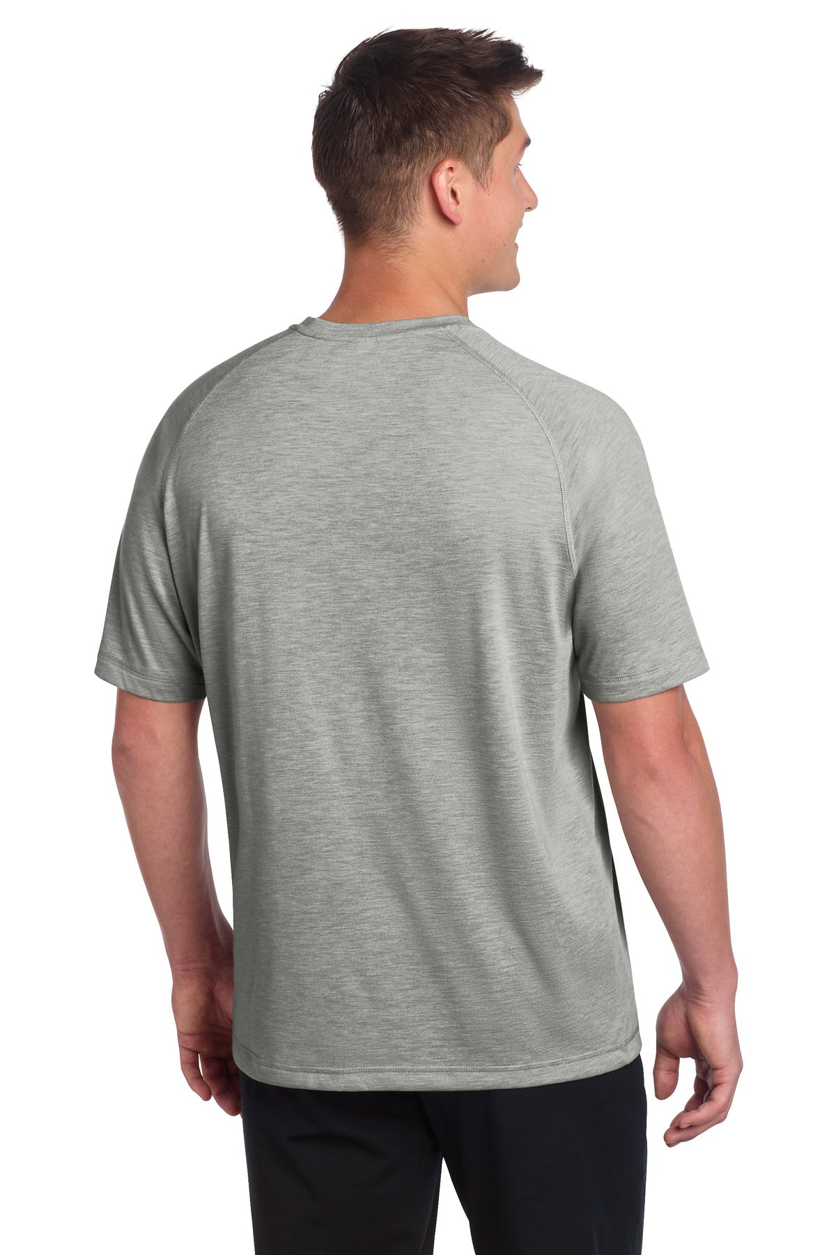 Sport-Tek PosiCharge Tri-Blend Wicking Raglan Tee. ST400 - Light Grey Heather - back