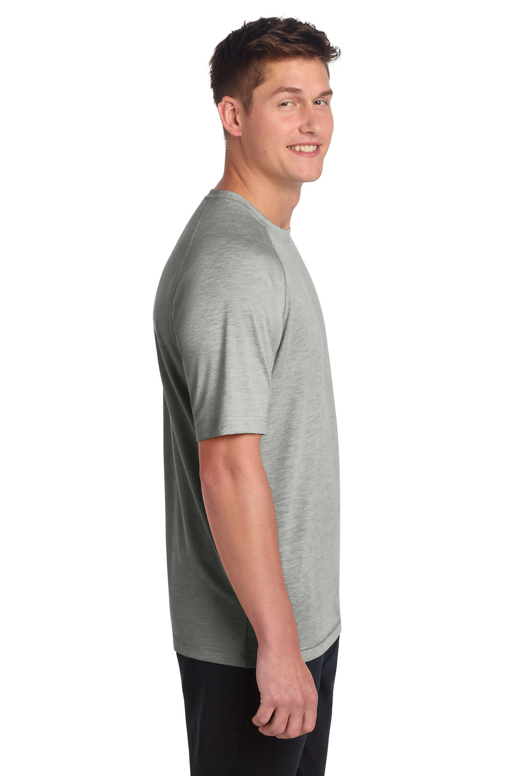 Sport-Tek PosiCharge Tri-Blend Wicking Raglan Tee. ST400 - Light Grey Heather - side