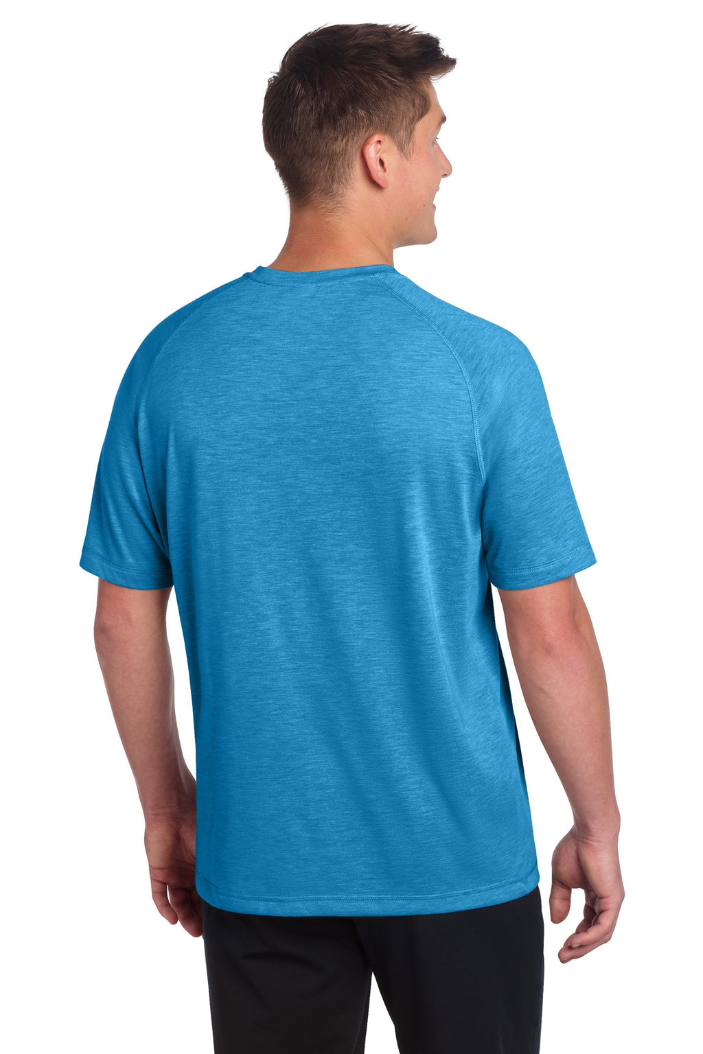 Sport-Tek PosiCharge Tri-Blend Wicking Raglan Tee. ST400 - Pond Blue Heather - back