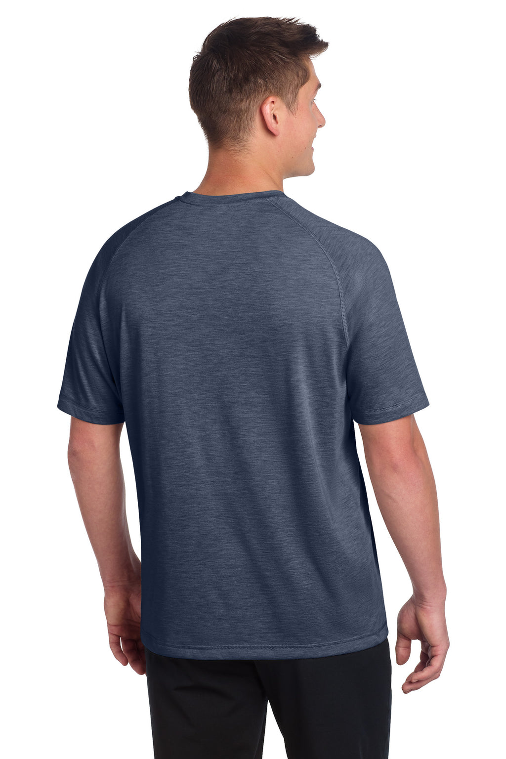 Sport-Tek PosiCharge Tri-Blend Wicking Raglan Tee. ST400 - True Navy Heather - back