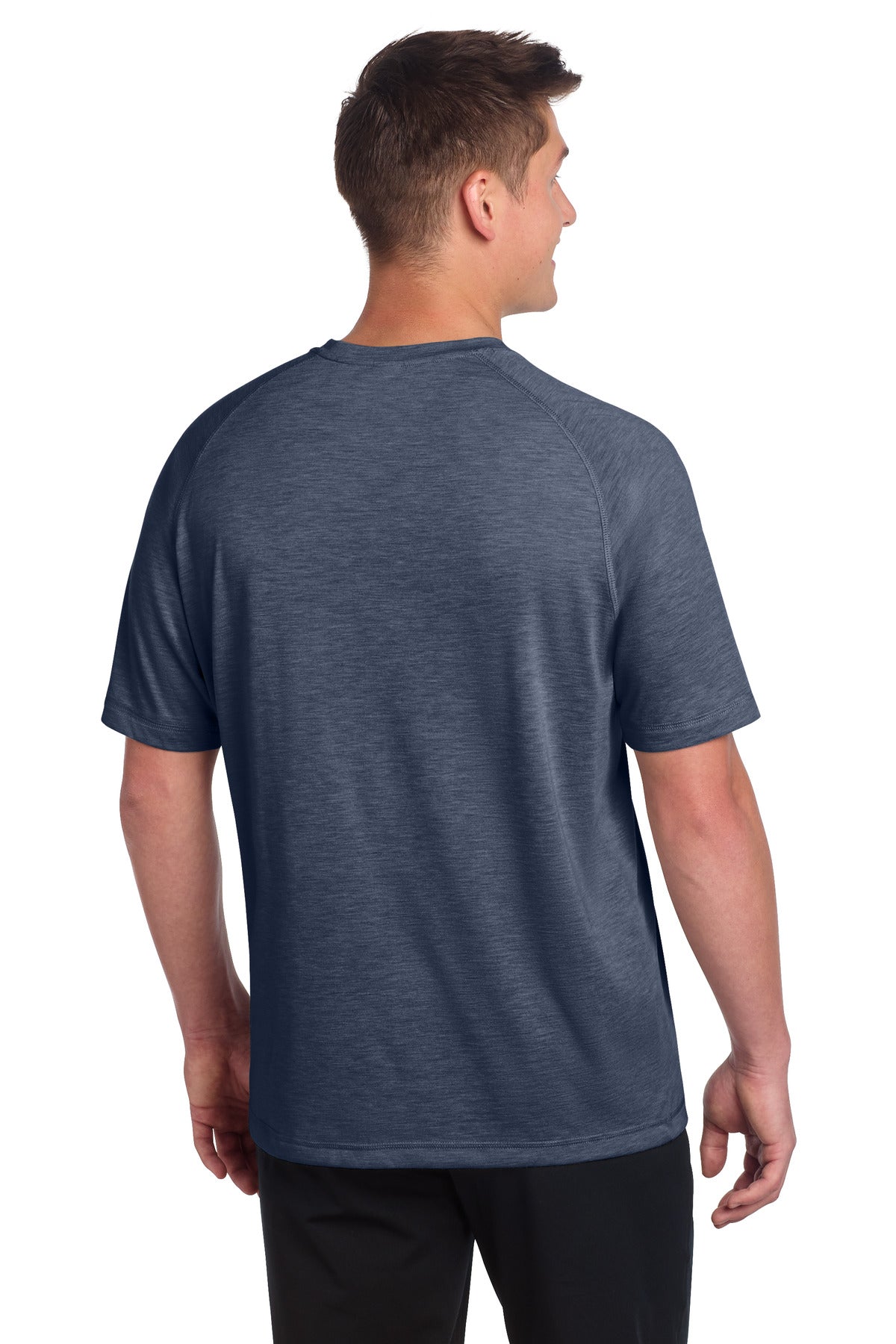 Sport-Tek PosiCharge Tri-Blend Wicking Raglan Tee. ST400 - True Navy Heather - back