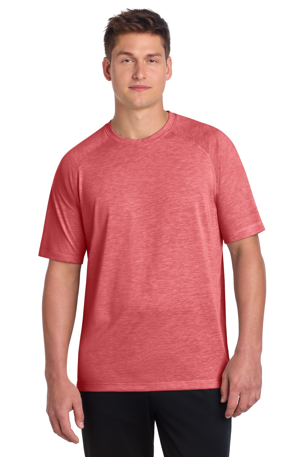 Sport-Tek PosiCharge Tri-Blend Wicking Raglan Tee. ST400 - True Red Heather - front