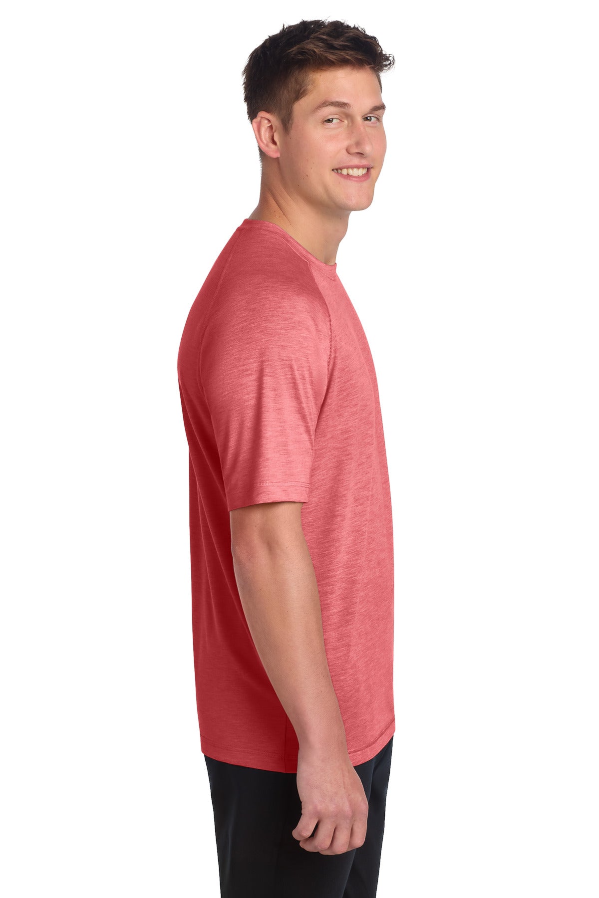 Sport-Tek PosiCharge Tri-Blend Wicking Raglan Tee. ST400 - True Red Heather - side