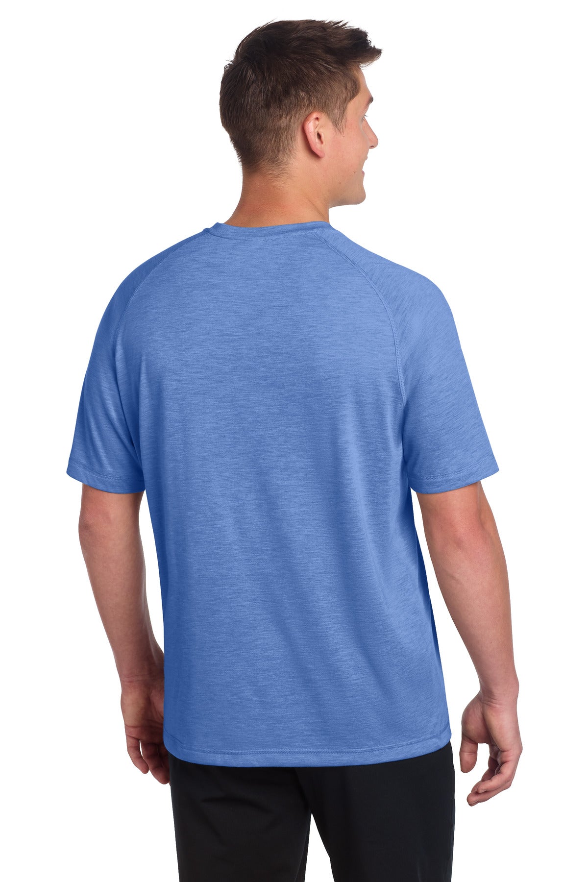 Sport-Tek PosiCharge Tri-Blend Wicking Raglan Tee. ST400 - True Royal Heather - back