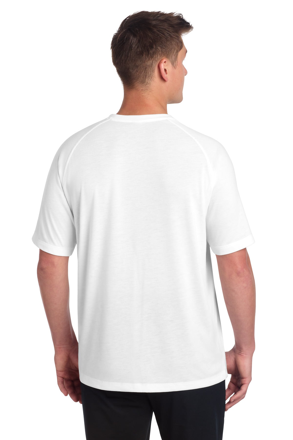 Sport-Tek PosiCharge Tri-Blend Wicking Raglan Tee. ST400 - White Triad Solid - back