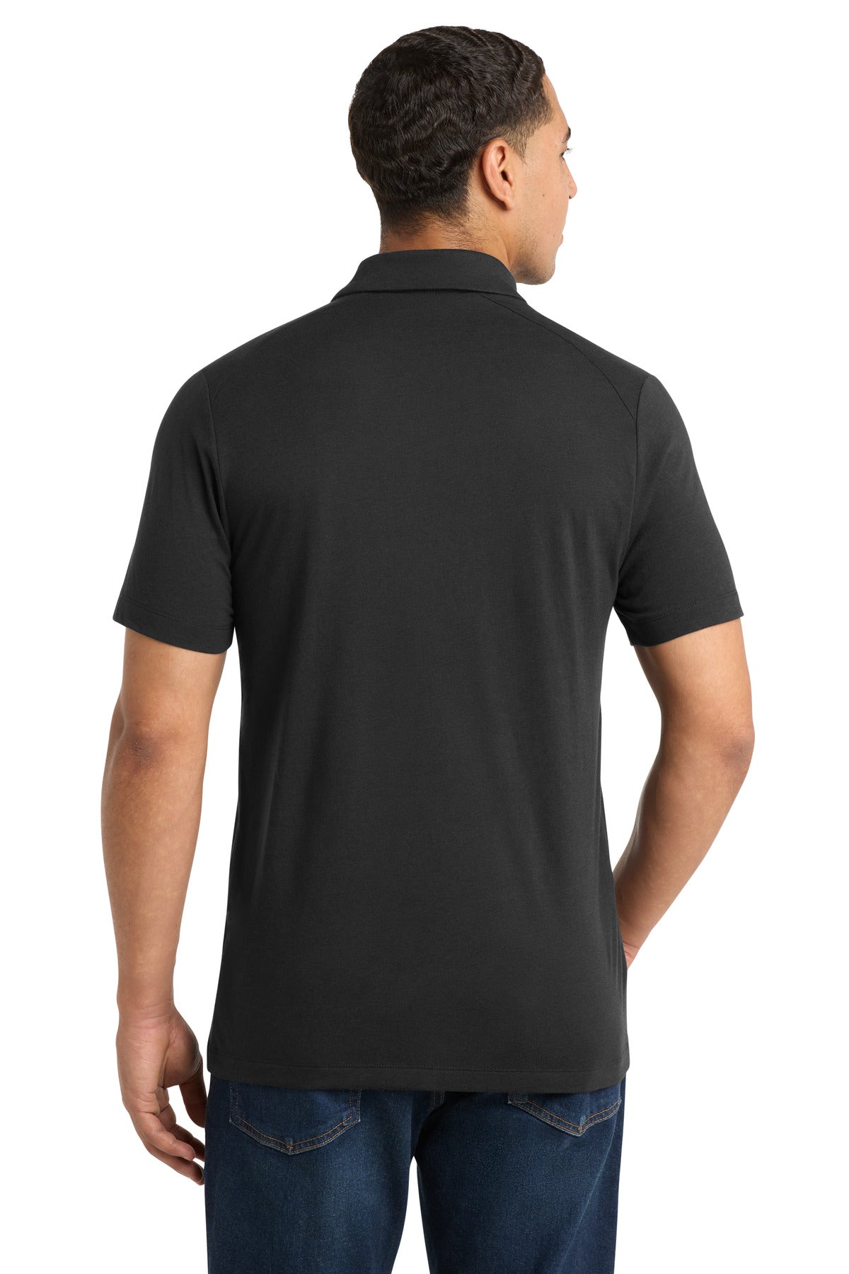 Sport-Tek PosiCharge Tri-Blend Wicking Polo. ST405 - Black Triad Solid - back