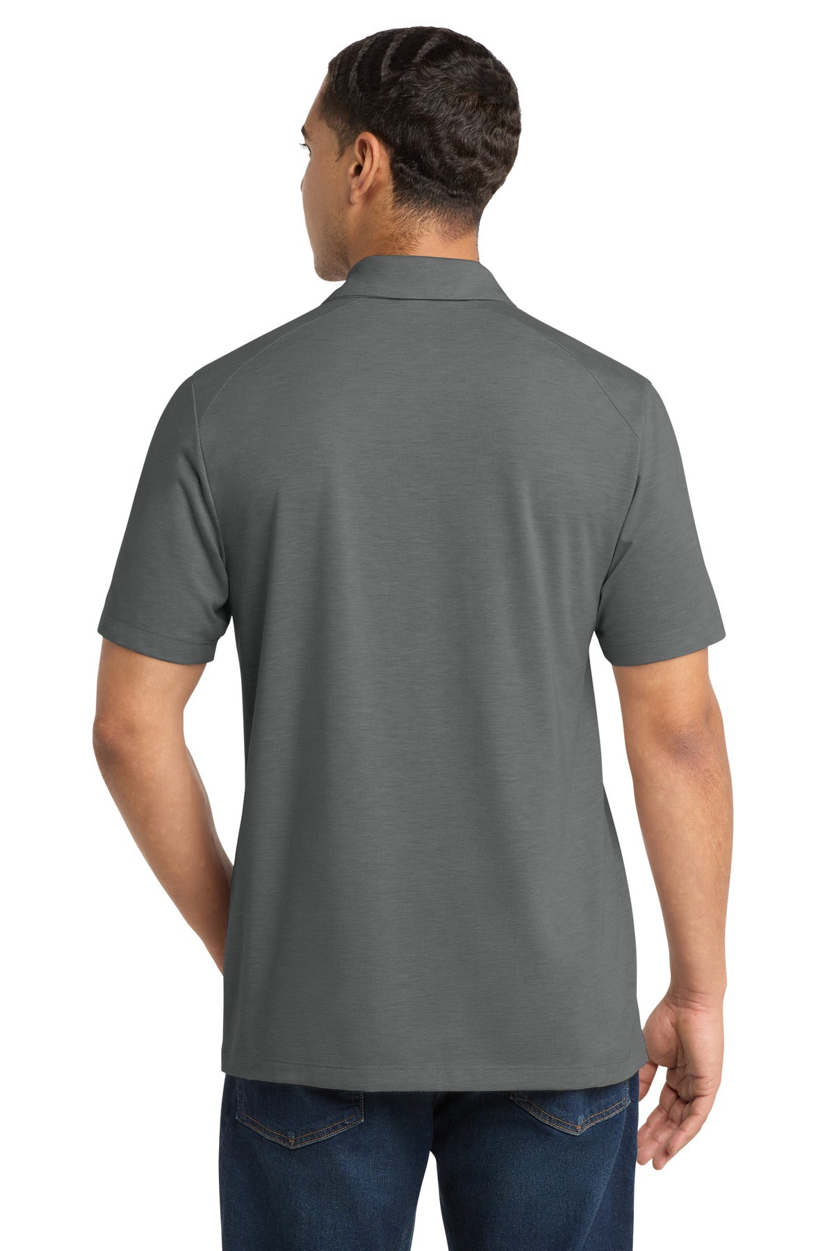 Sport-Tek PosiCharge Tri-Blend Wicking Polo. ST405 - Dark Grey Heather - back