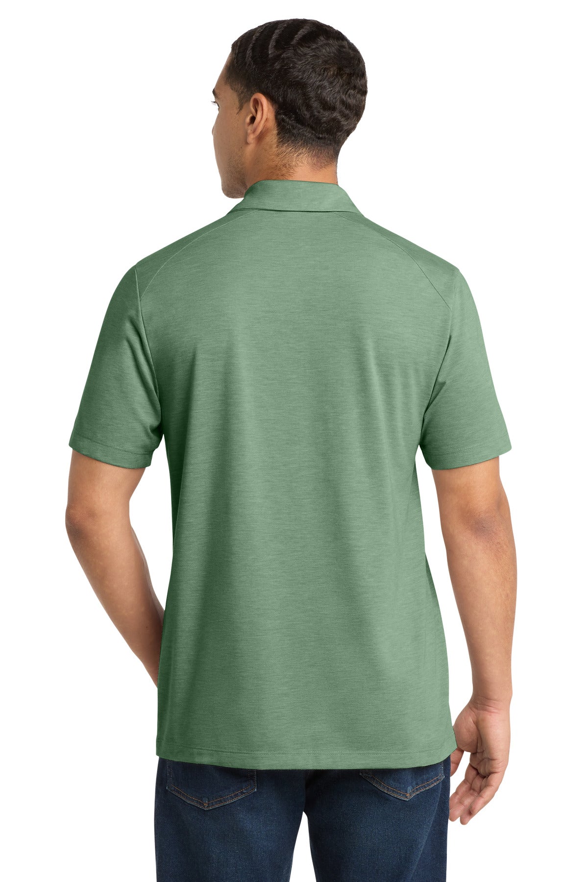 Sport-Tek PosiCharge Tri-Blend Wicking Polo. ST405 - Forest Green Heather - back