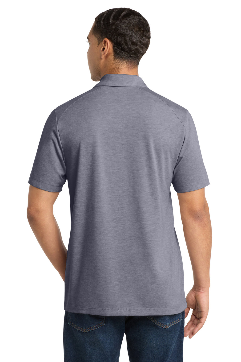 Sport-Tek PosiCharge Tri-Blend Wicking Polo. ST405 - True Navy Heather - back
