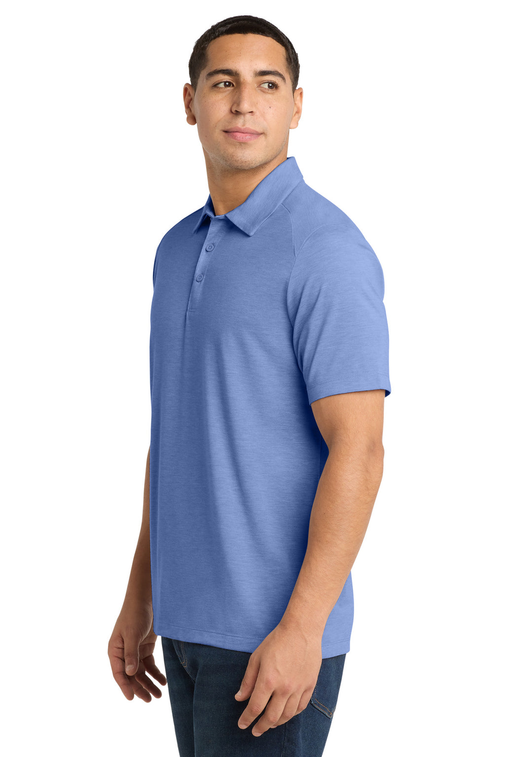 Sport-Tek PosiCharge Tri-Blend Wicking Polo. ST405 - True Royal Heather - side