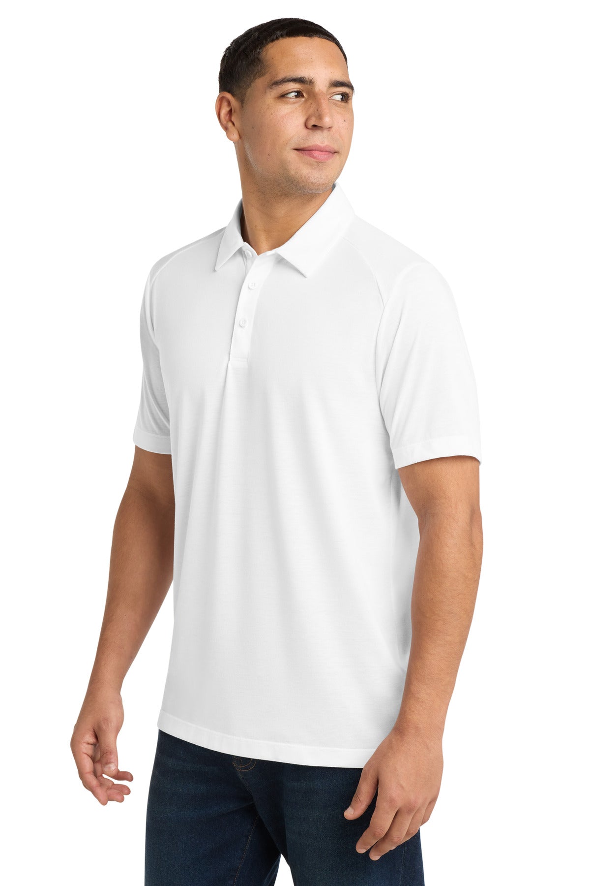 Sport-Tek PosiCharge Tri-Blend Wicking Polo. ST405 - White Triad Solid - side