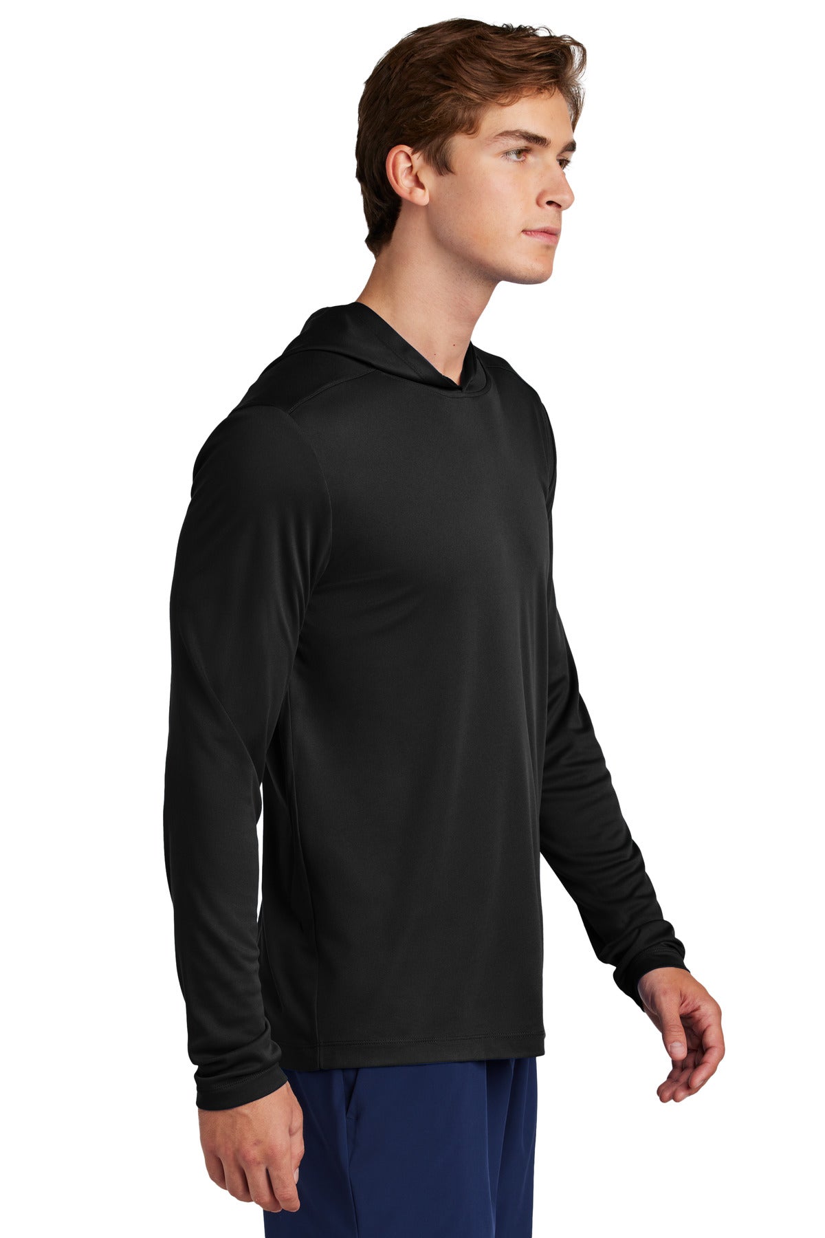 Sport-Tek Posi-UV Pro Long Sleeve Hoodie ST420LSH - Black - side